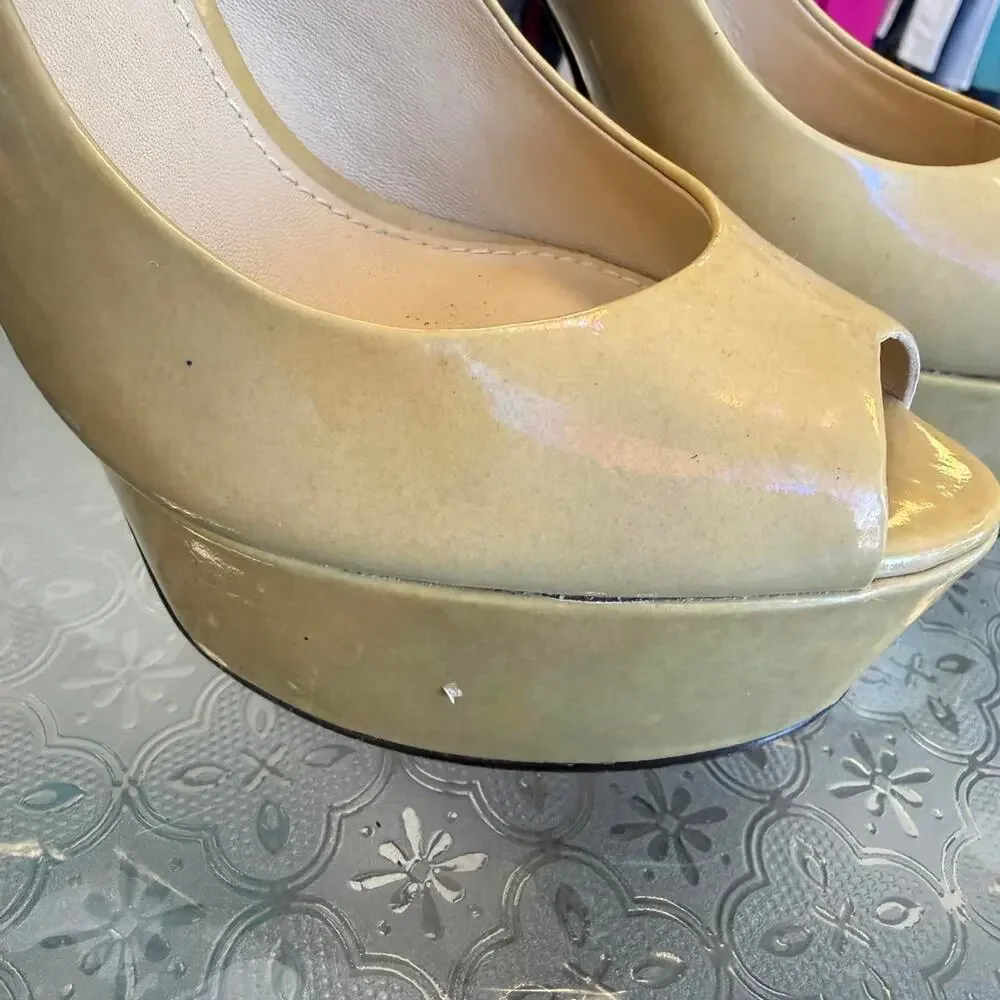 Brian Atwood Y2K Cream Platform Heels Sz 6.5
